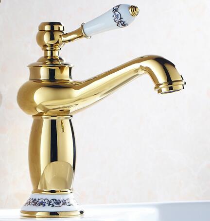 Enkeltgreb Antik Bronze Finish Badeværelsesarmatur Messing Håndvask Vask Massivt messing Armaturer Vandbatterier Badekran