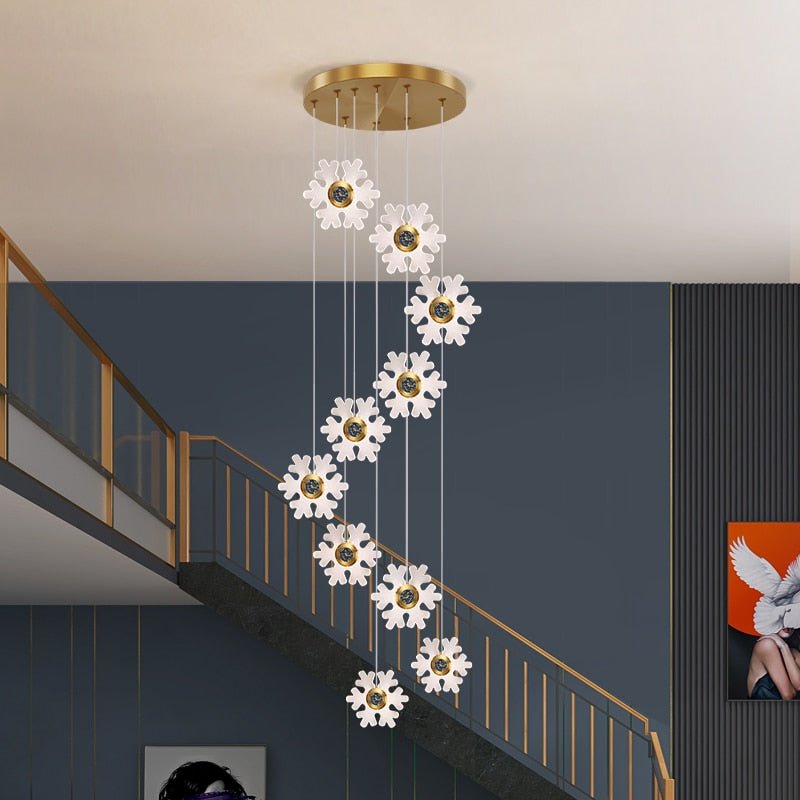 Petit Duplex Rotatif Villa Net Intérieur Rouge Lampe d'Escalier Long Chandelier