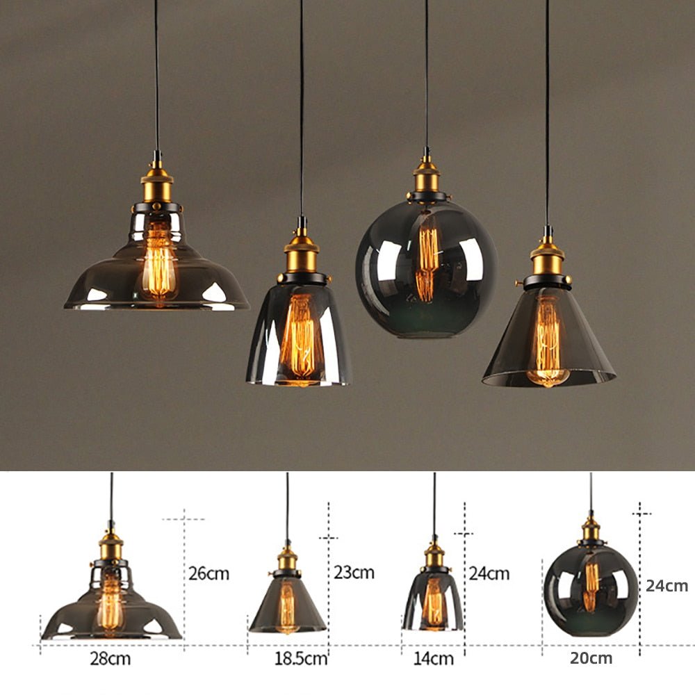 Smoky Glass Vintage Industrial Pendant Lights perfect for Lofts