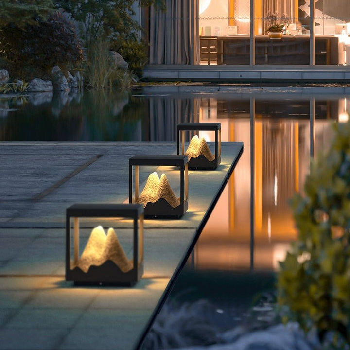 Sol vandtæt villa udendørs græsplænelampe 9W LED søjlehovedlys Have Landskabsindretning Hegn Gadelampe 
