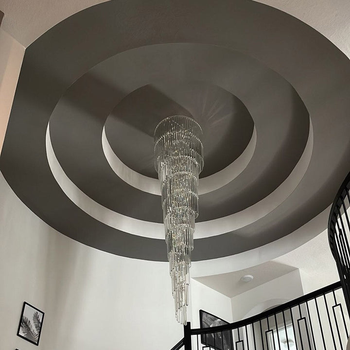 Spiral Design Long Crystal Chandeliers LED Light Lustre Hanglamp Modern Staircase Lighting Fixtures