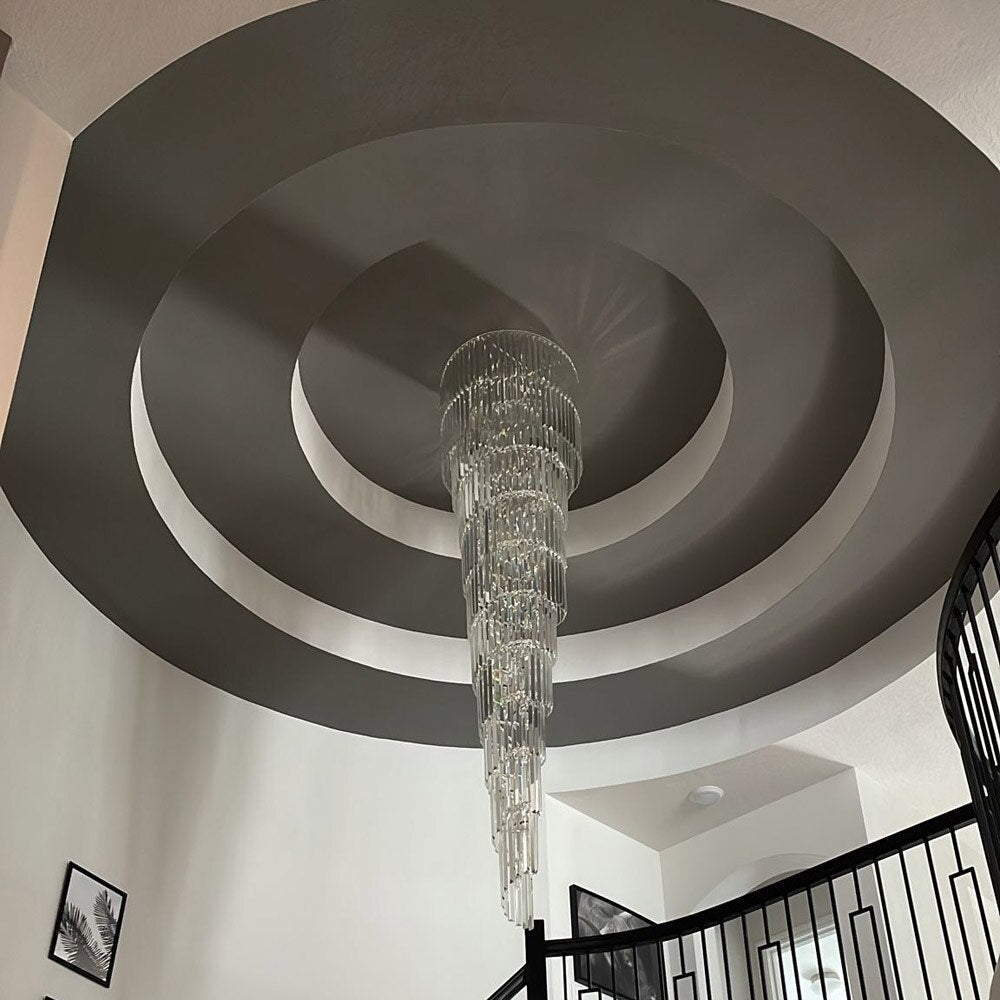 Spirale Design Langer Kristall Kronleuchter LED Licht Lüster Hängelampe Moderne Treppenhaus Beleuchtung Leuchten