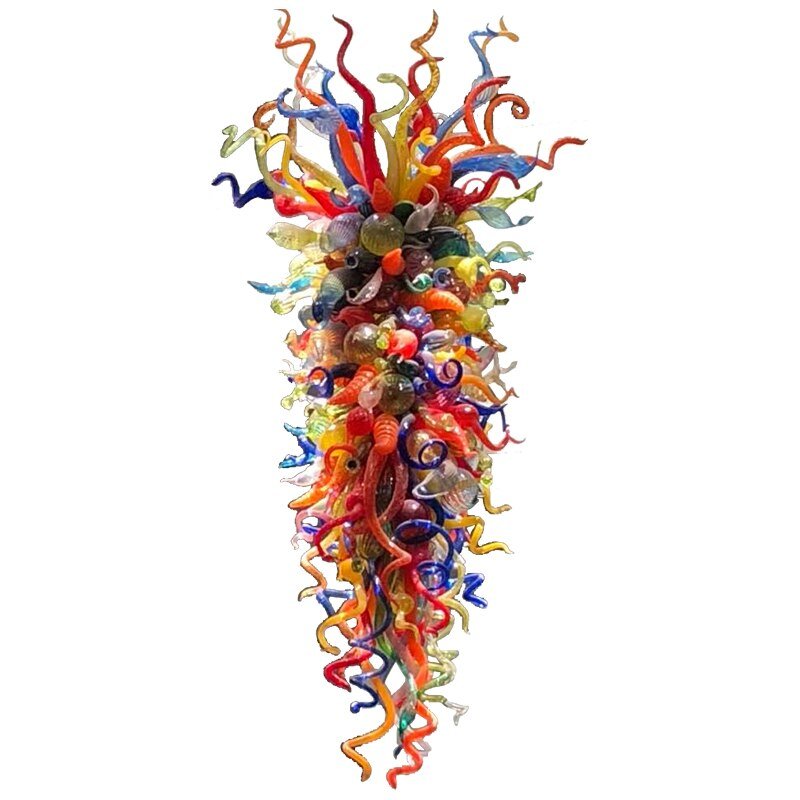 Unique Decorative Handmade Blown Colorful Glass Chandeliers Large Size