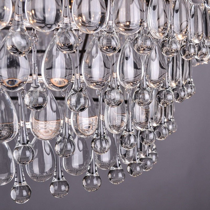 Vintage Big Glass Drops Led Crystal Iron Lustres Chandeliers Pendants For Kitchen Living Room Bedroom