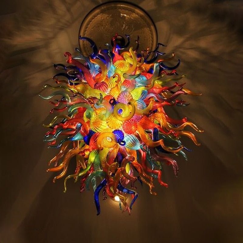 Candelabros de colores vintage Hermosa lámpara de araña LED de lujo Lustres de vidrio soplado a mano