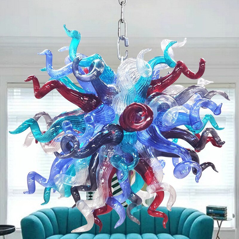 Lámparas de cristal vintage Lámparas de diseño creativo Lámpara de araña de cristal soplado a mano para sala de estar