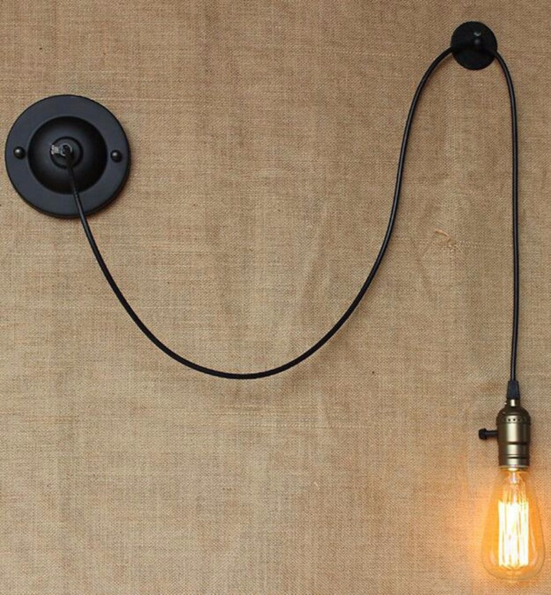 Wall Lamp Light 2m Cord Retro Vintage Wall Lights For Indoor Bedroom Bedside Living Room Decoration E27 220V DIY Shape