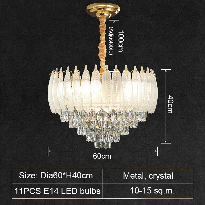White Modern Living Room Crystal Chandelier - ATY Home Decor