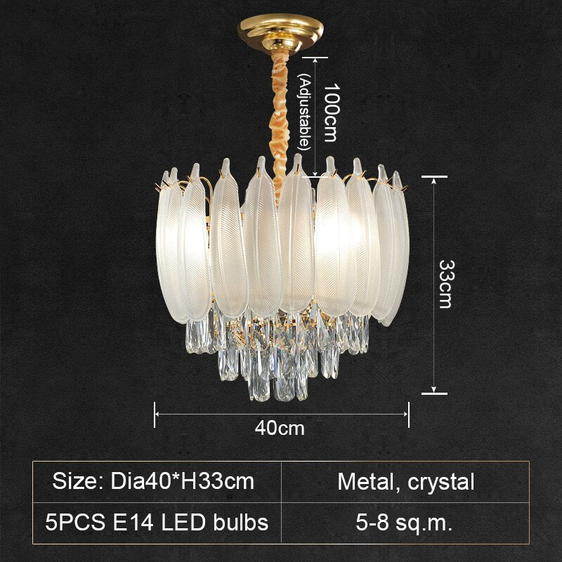 White Modern Living Room Crystal Chandelier - ATY Home Decor