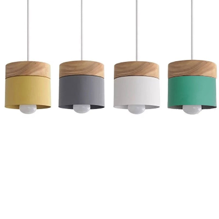 Lampe pendante LED E27 Simplicité nordique en bois Suspension moderne
